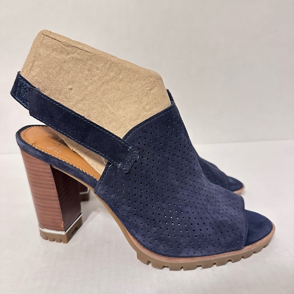 Franco Sarto Blue suede Slingbacks black size 8 High heels block heel